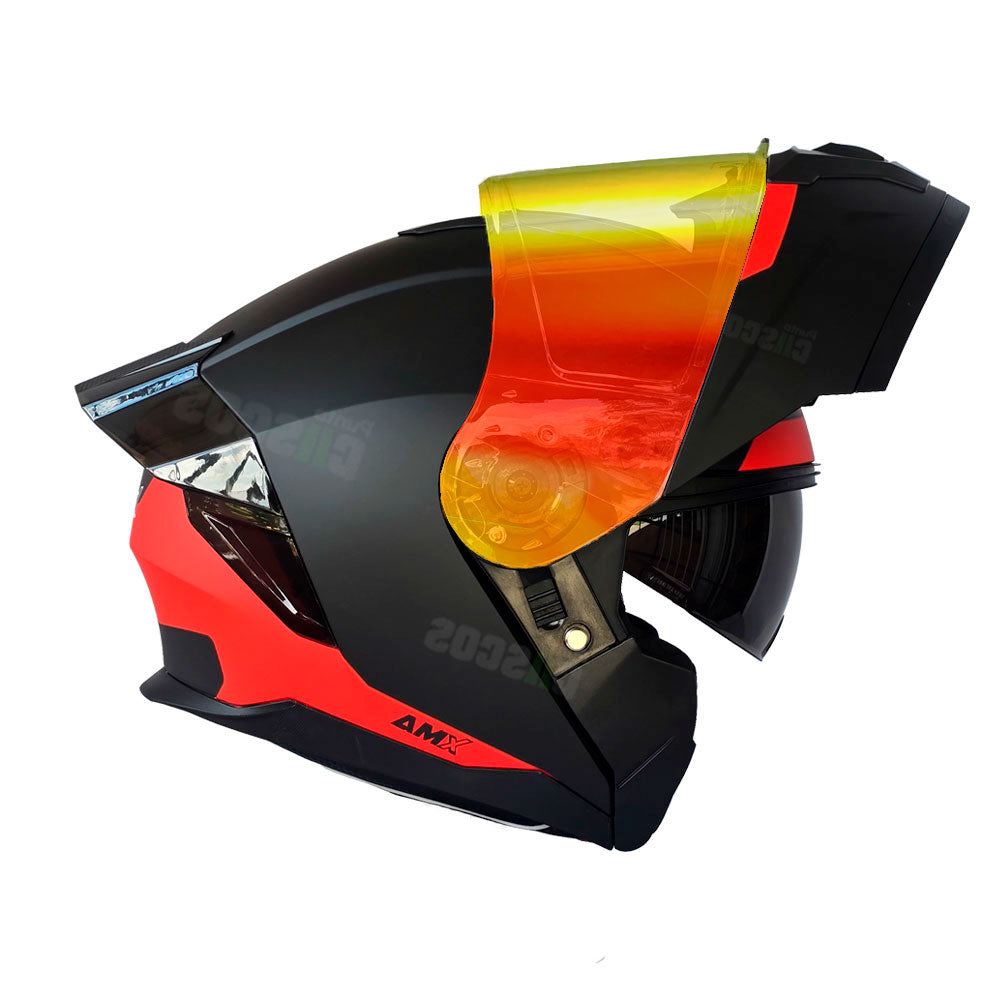 Casco Abatible AMX Nexo Nitro Rojo + Visor Iridium Fuego