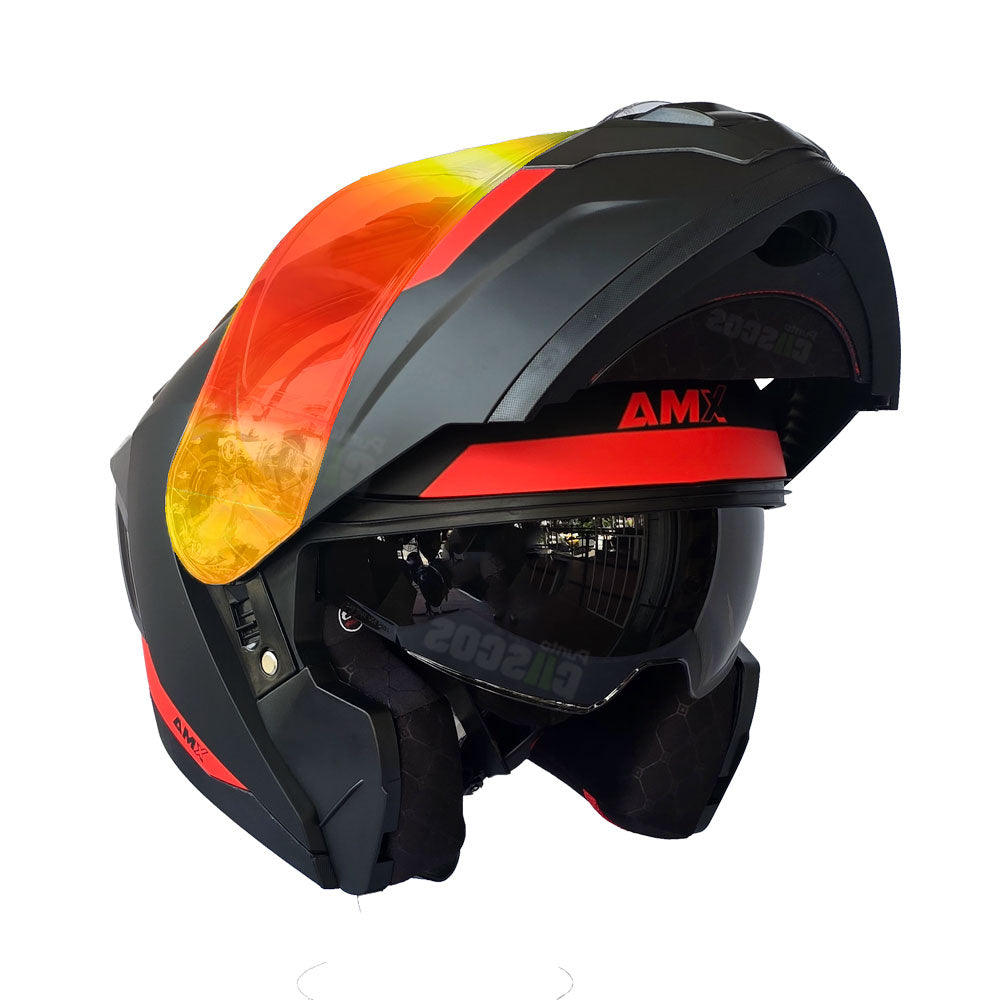 Casco Abatible AMX Nexo Nitro Rojo + Visor Iridium Fuego