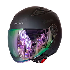 Casco Abierto KNT 236 Negro mate visor Iridium Morado