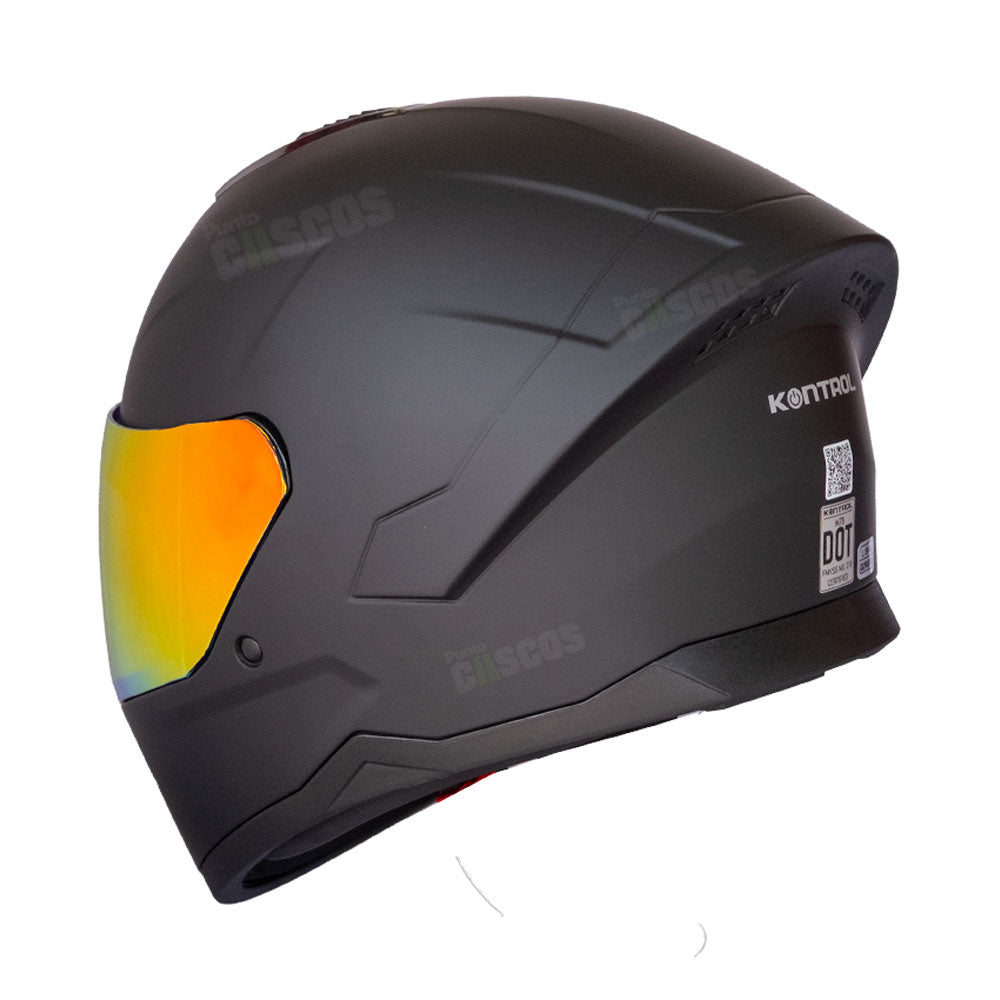Casco Integral KNT M78 Solid Negro + Visor Iridium Fuego