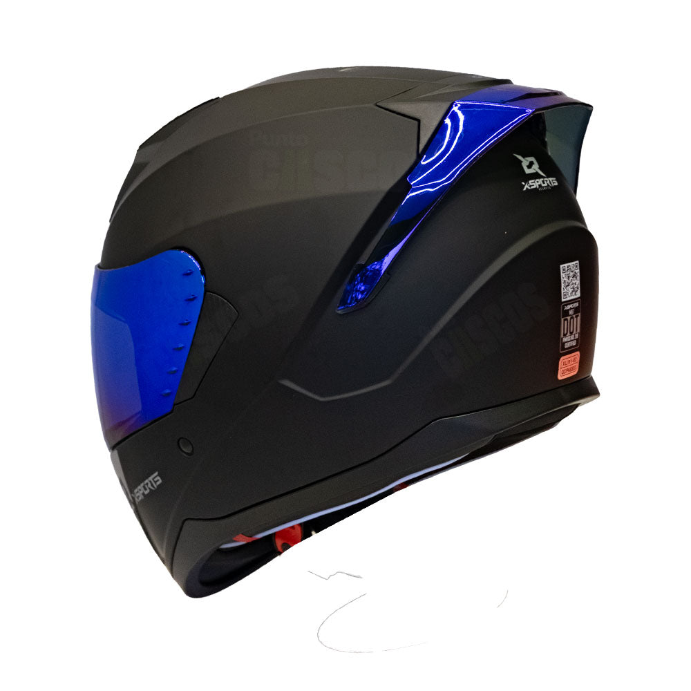 Casco Integral X-Sports M67 Solid Negro Visor Iridium Azul