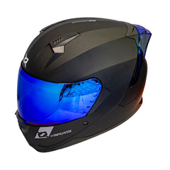 Casco Integral X-Sports M67 Solid Negro Visor Iridium Azul