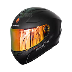 Casco integral Spartan Draken Solid Negro Mate + Visor Iridium fuego