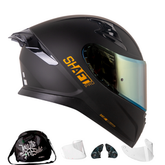 Casco Integral Shaft Pro 612DV Solid Negro Dorado