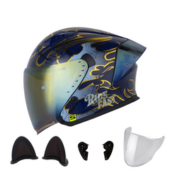 Casco Abierto  Shaft 226 Antient Azul Dorado + Orejas de gato