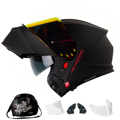 Casco Abatible Shaft Pro 4000 Negro Mate Rojo