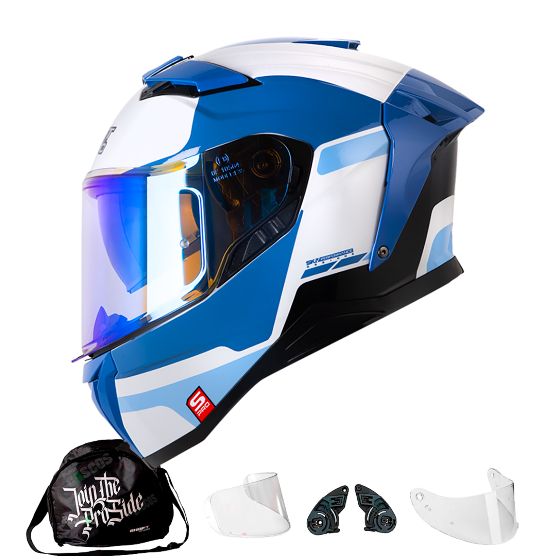 Casco Integral Shaft Pro 606SP Mr.Inc Azul Blanco