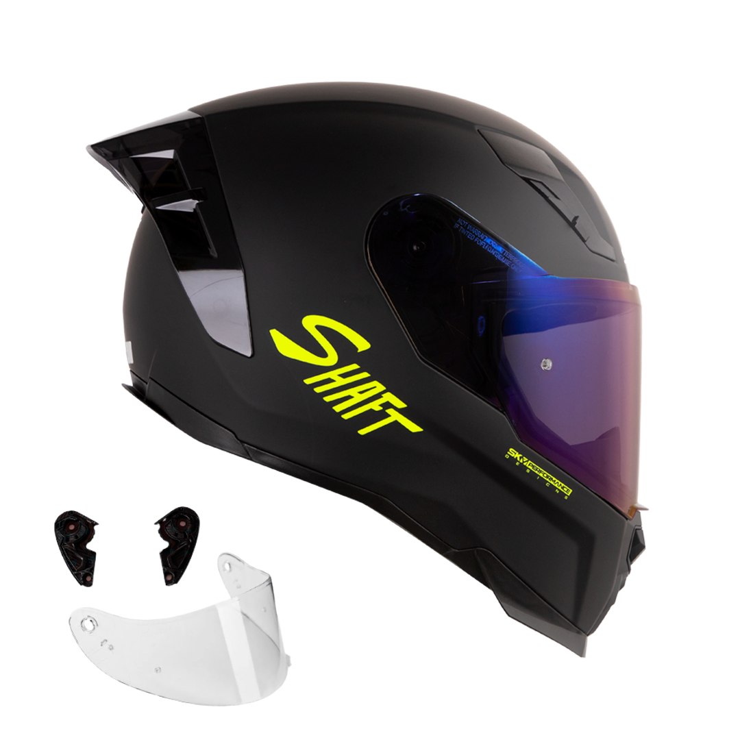 Casco Integral Shaft 562R Solid Negro Amarillo neón