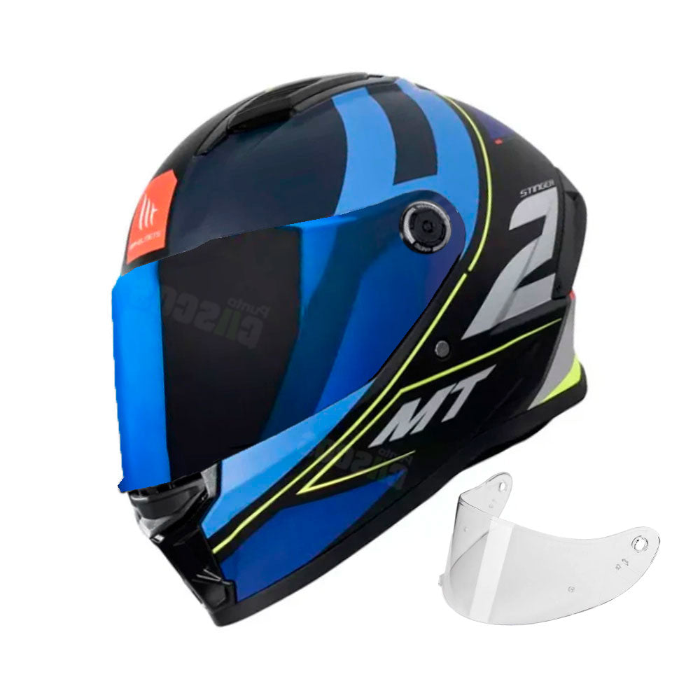 Casco integral MT Stinger 2 Pound Azul Navi + Visor azul