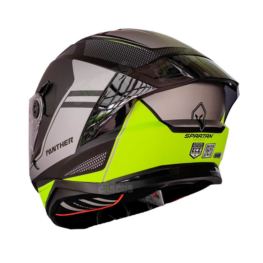 Casco integral Spartan Panther SV Prestige Gris Amarillo Neón
