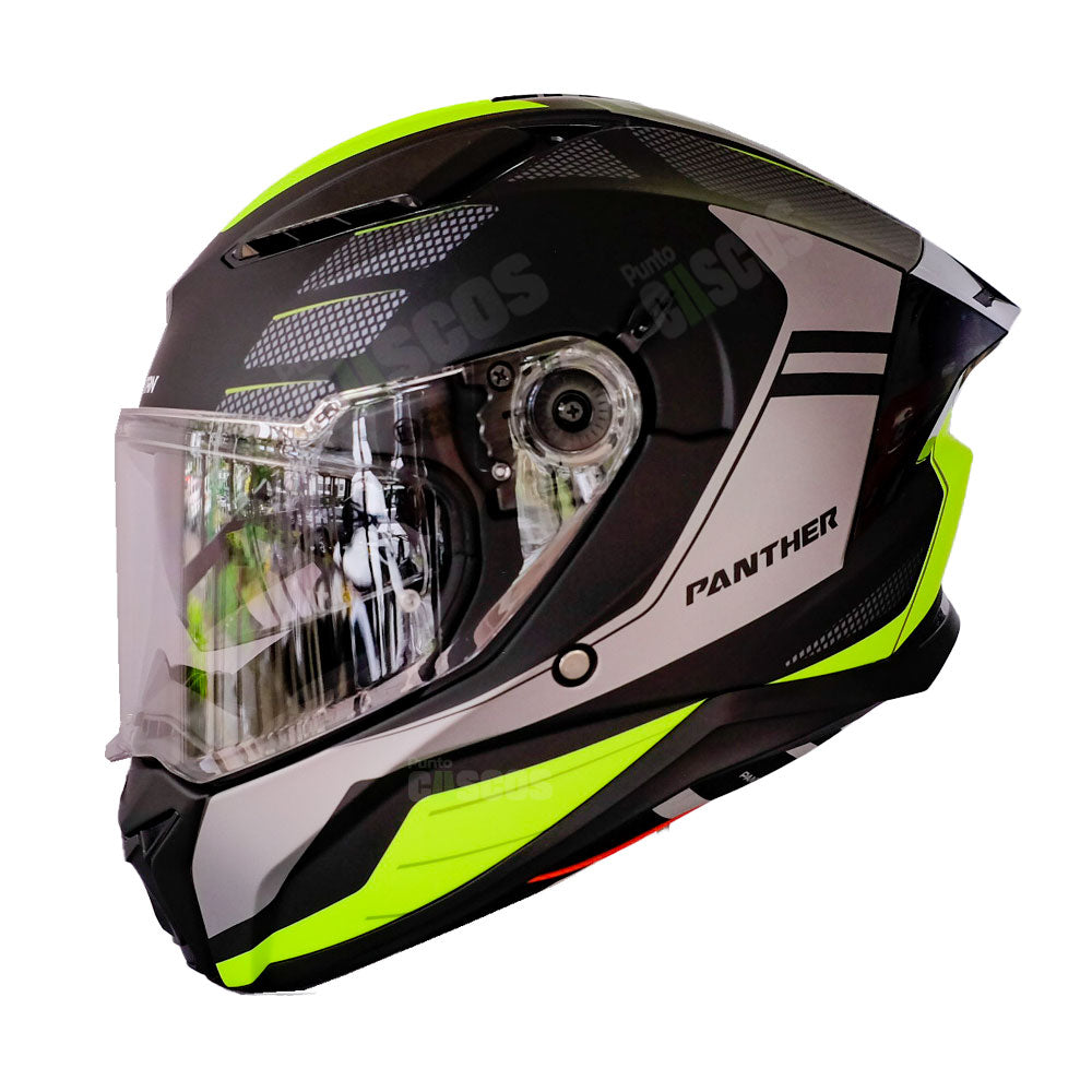 Casco integral Spartan Panther SV Prestige Gris Amarillo Neón