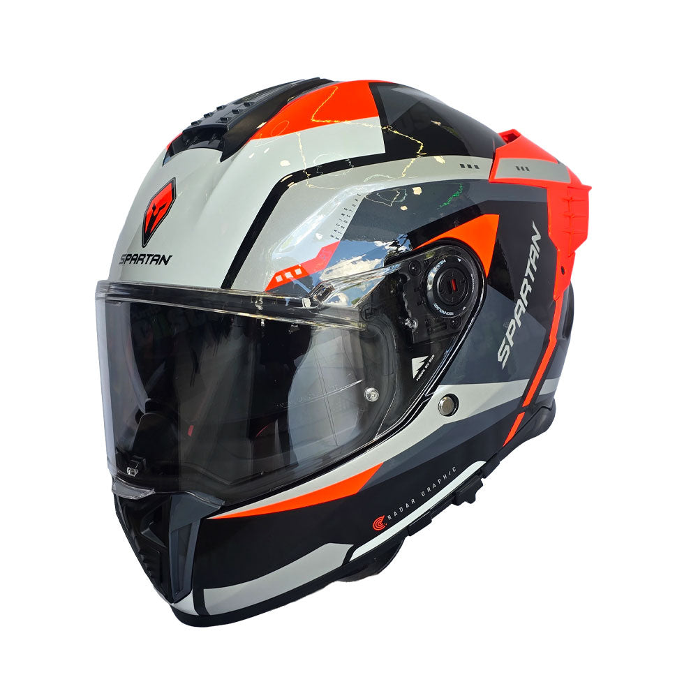 Casco integral Spartan Hawk SV Radar Naranja Gris