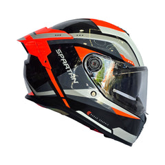Casco integral Spartan Hawk SV Radar Naranja Gris