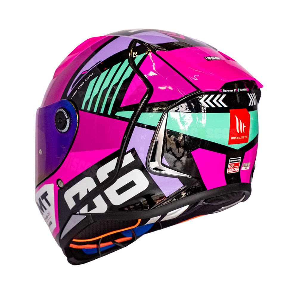 Casco integral MT Revenge 2s Rage Azul Brillo visor iridium + Pinlock 70