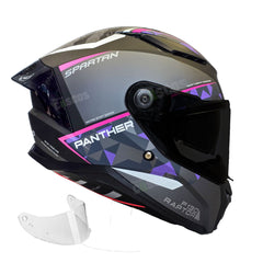 Casco integral Spartan Panther SV Raptor Fucsia + Visor Humo