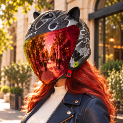 Casco Abierto  Shaft 226 Antient Gris plata + Orejas de gato