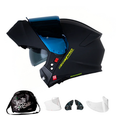 Casco Abatible Shaft Pro 4000 Negro Mate Amarillo Neón