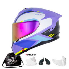 Casco Integral Shaft Pro 610 Doble Visor Prodem Morado lila