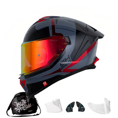 Casco Integral Shaft Pro 611RS Xtep Gris rojo metálico