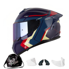 Casco Integral Shaft Pro 610 Doble Visor Cester Azul Rojo