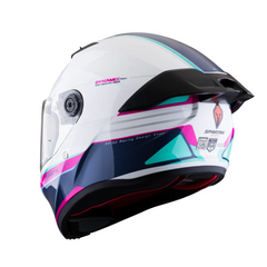 Casco integral Spartan Fenix Slab Blanco Fucsia + Visor Plata