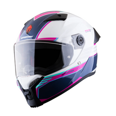 Casco integral Spartan Fenix Slab Blanco Fucsia + Visor Plata