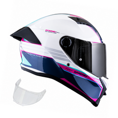 Casco integral Spartan Fenix Slab Blanco Fucsia + Visor Plata