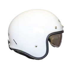 Casco Abierto ZEUS 389 Tipo Custom Blanco Brillo + Burbuja Plata