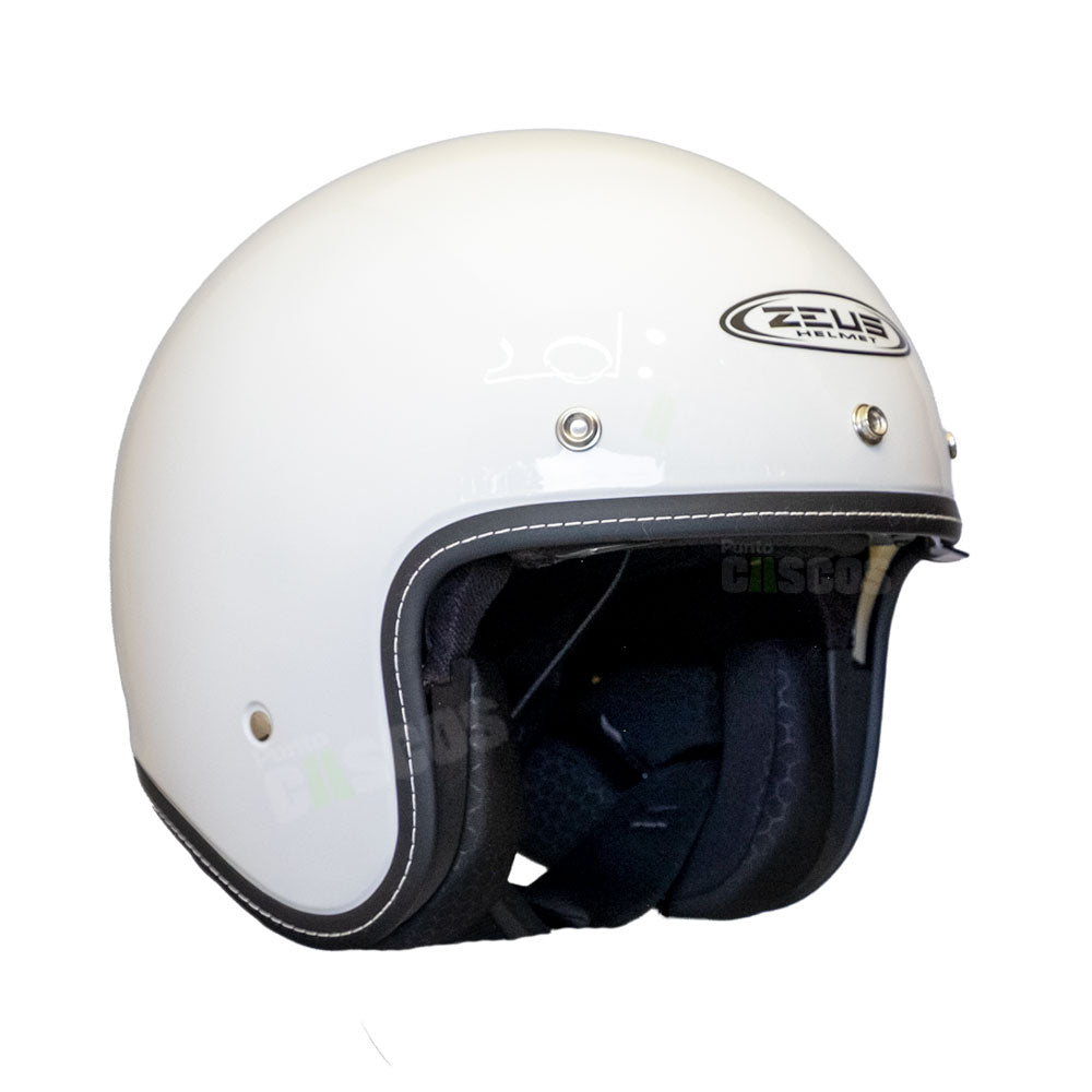 Casco Abierto ZEUS 389 Tipo Custom Blanco Brillo