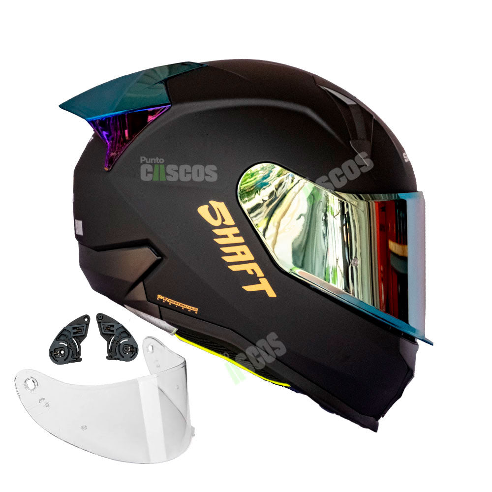 Casco Integral Shaft 560 Solid Negro Dorado