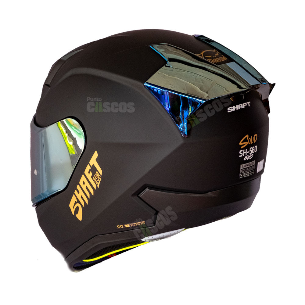 Casco Integral Shaft 560 Solid Negro Dorado