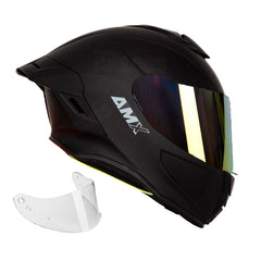 Casco Integral AMX Stream Solid Negro + Visor Iridium Oro