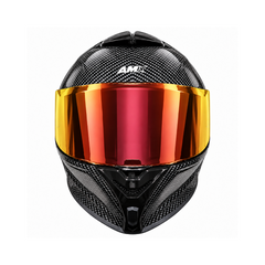 Casco Integral AMX Stream Carbon Fyber + Visor Oro rojo + Visor Negro