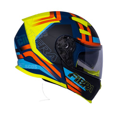Casco Abatible Fibra Tera Open FT Amarillo Azul