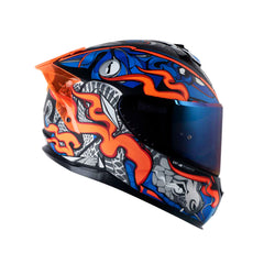Casco Integral Shaft Pro 610 Doble Visor The reptulex Azul Naranja