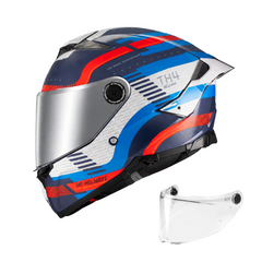Casco integral MT Thunder 4R Revelant Blanco Azul Rojo + Visor Plata