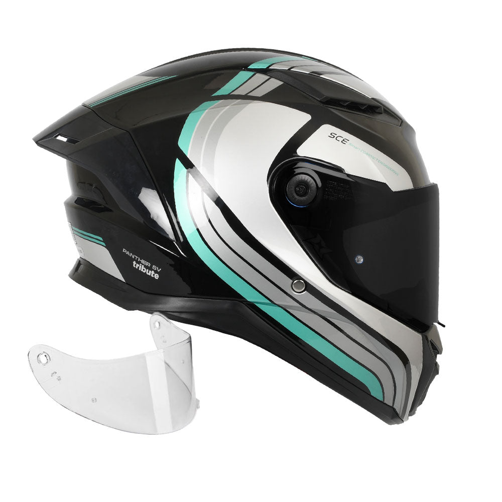 Casco integral Spartan Panther SV Tribute Gris Turqueza + Visor Humo
