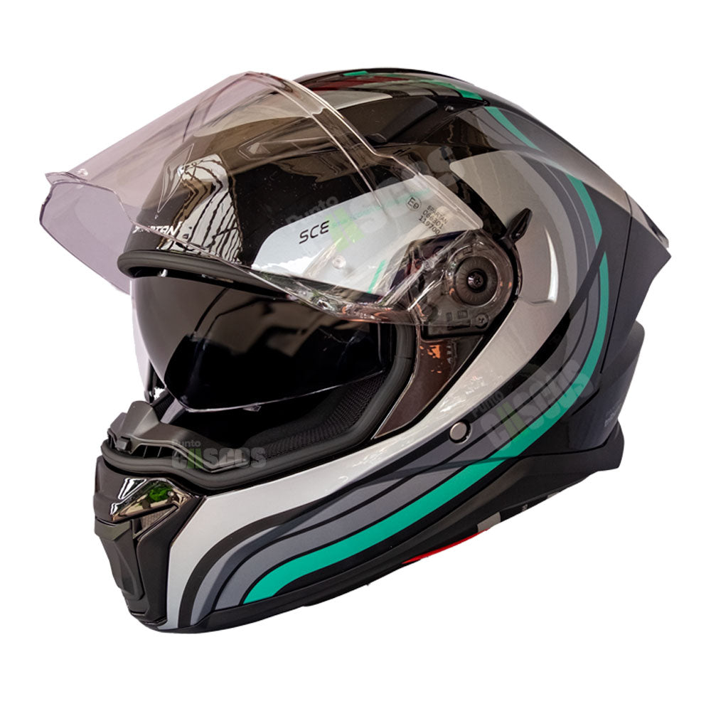 Casco integral Spartan Panther SV Tribute Gris Turqueza