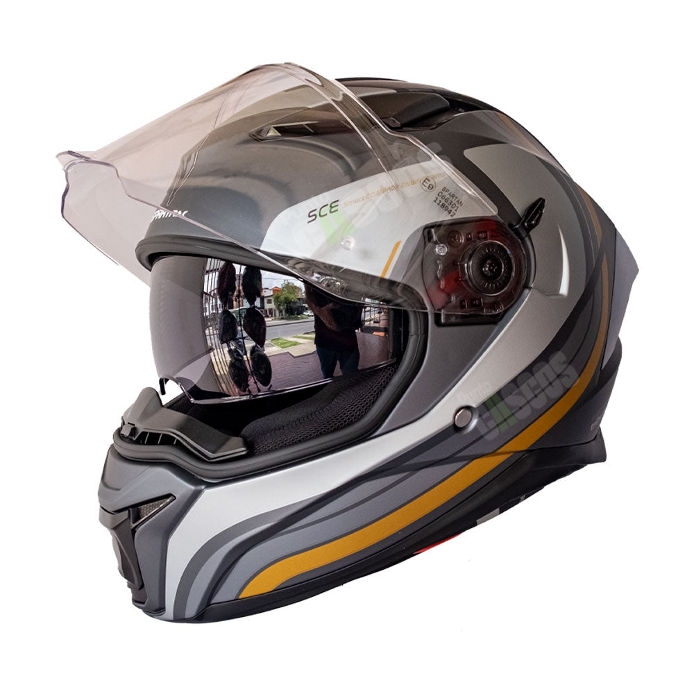 Casco integral Spartan Panther SV Tribute Dorado Gris + Visor Dorado Rosa