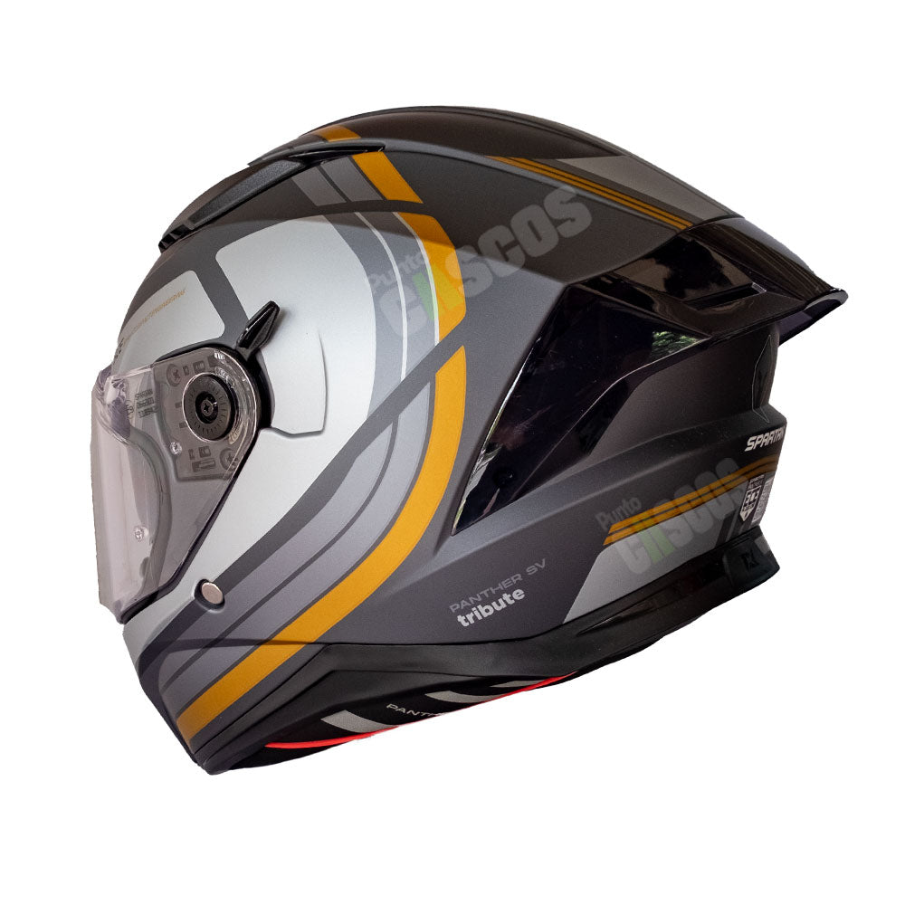 Casco integral Spartan Panther SV Tribute Dorado Gris + Visor Dorado Rosa