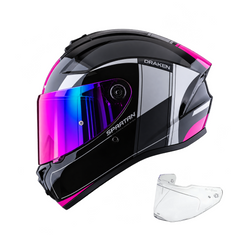 Casco integral Spartan Draken Vancouver + Visor Iridium rosa