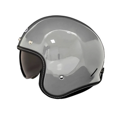 Casco Abierto ZEUS 389 Tipo Custom Gris Claro Brillo + Burbuja Plata