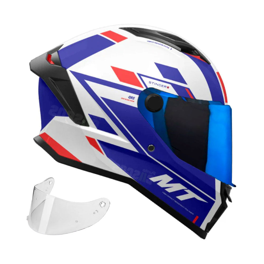 Casco integral MT Stinger 2 Zivze Azul + Visor azul