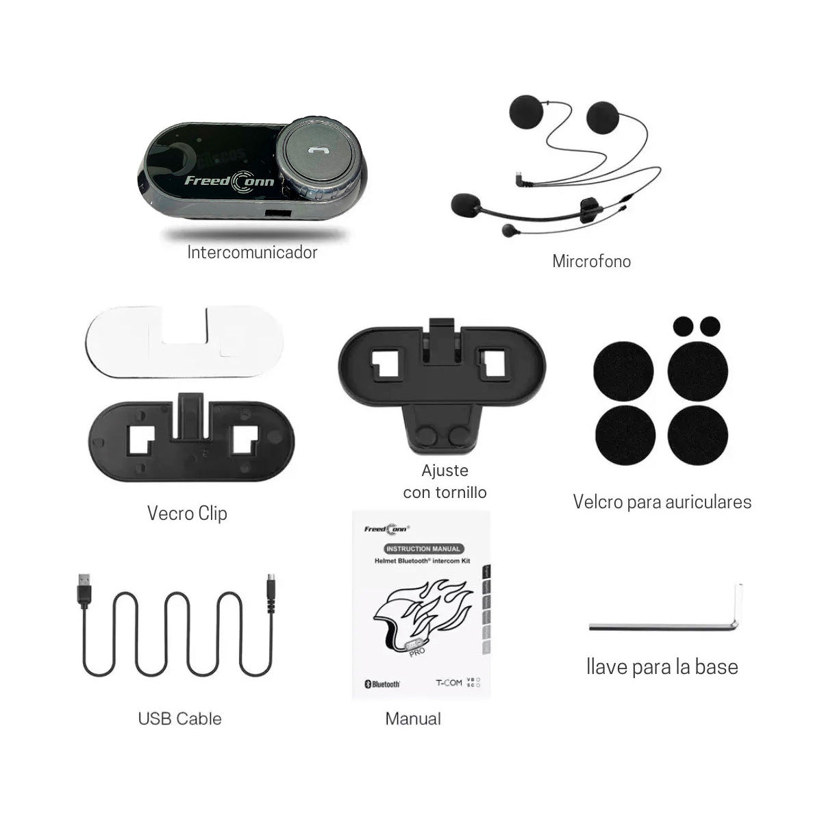 Intercomunicador Bluetooth casco moto Tcom Vb - V6 6 pilotos conferencia