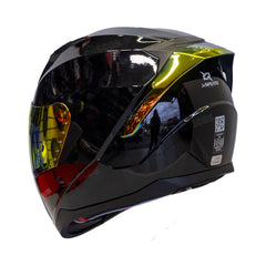 Casco Integral X-Sports M67 Solid Negro Brillo Visor Iridium Rojo
