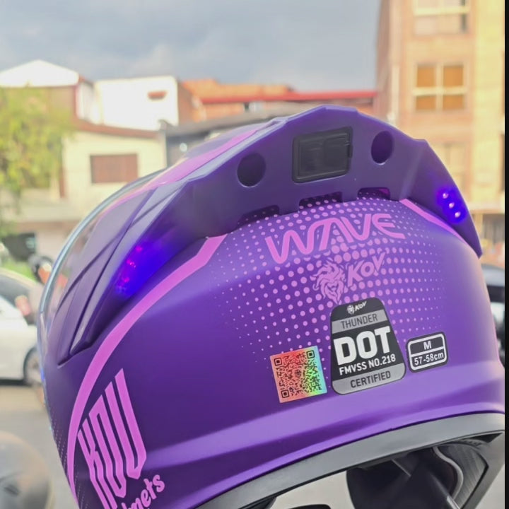 Casco Abatible Kov Thunder Wave Morado Luz Led + Visor iridium