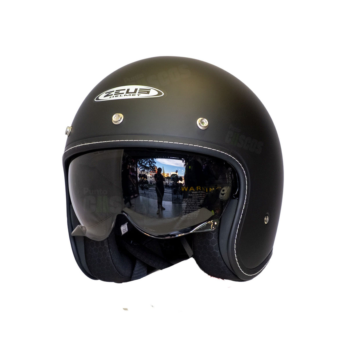 Casco Abierto ZEUS 389 Tipo Custom Negro Mate