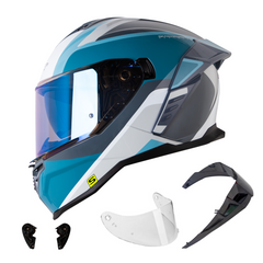 Casco Shaft 598 Speedou Blanco Gris Turqueza